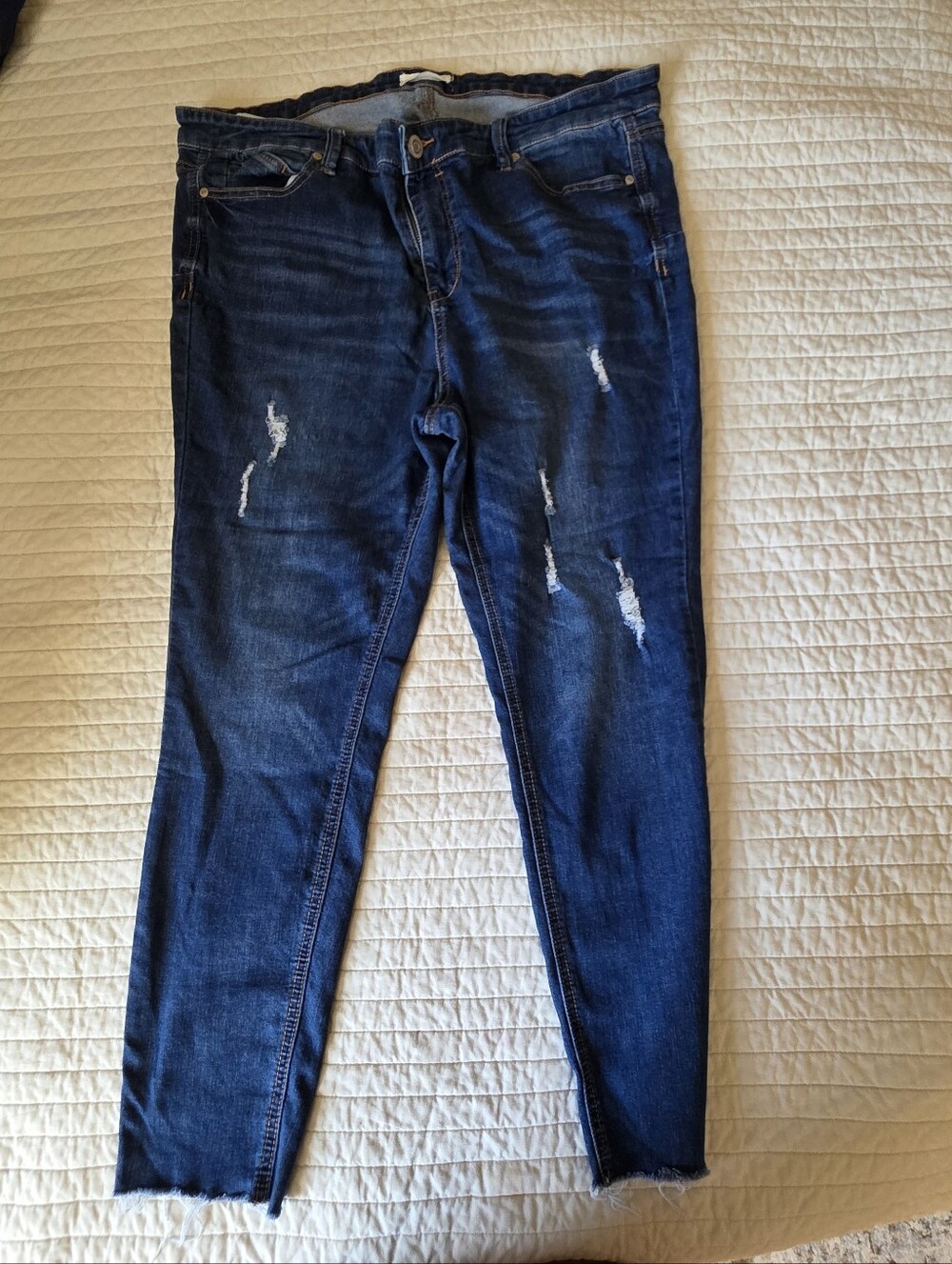 Dark Blue Distressed Women's Skinny Jeans